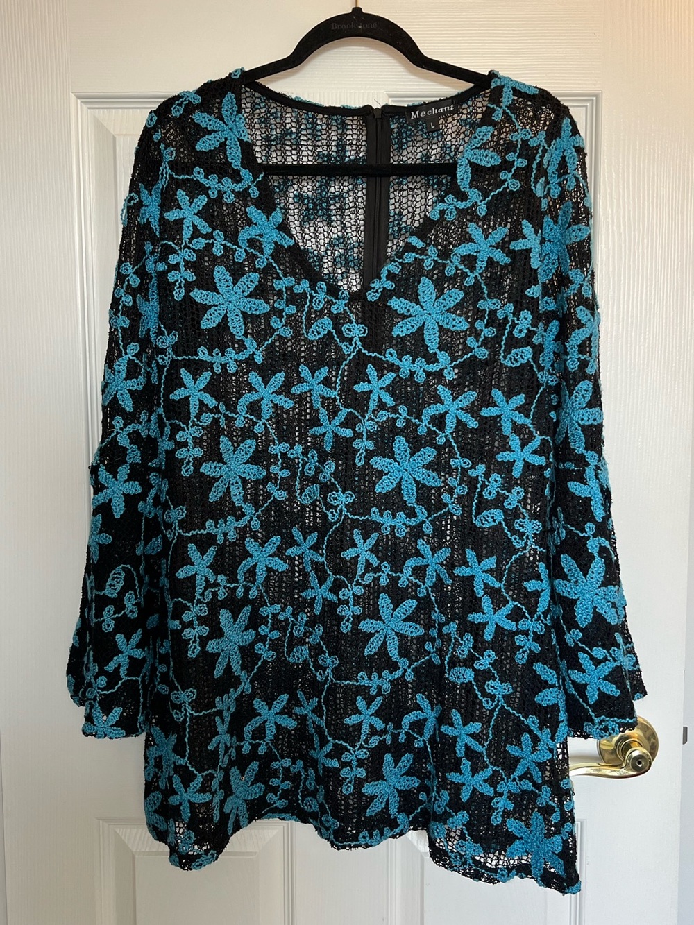 Knit Sheer Boho Floral Print Dress